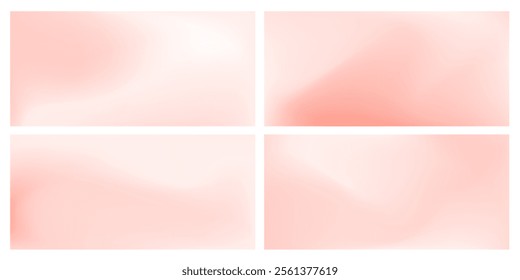 Set of chic elegant backgrounds in pink, beige, white shades. Soft surface, waves. Cover, packaging, business template. Frame for branding, logo, invitation. Gradient mesh. Blurred backgdrop.