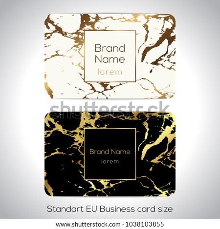 Set of chic and elegant business card with faux gold foil and marble texture. Modern multipurpose minimalist style card template. Ready to print branding and identity template kit 
