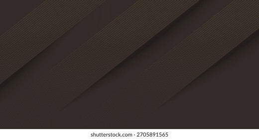Conjunto de cartões elegantes chiques em tons castanho, bege, preto. Linhas douradas de cobre. Padrão geométrico. Capa, embalagem, modelo de marca comercial.