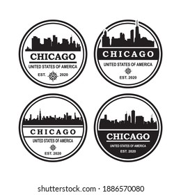 A set of Chicago skyline silhouette vectors