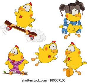 Set of Chicken Cartoons 