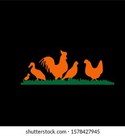 set of chicken and duck simple logo template