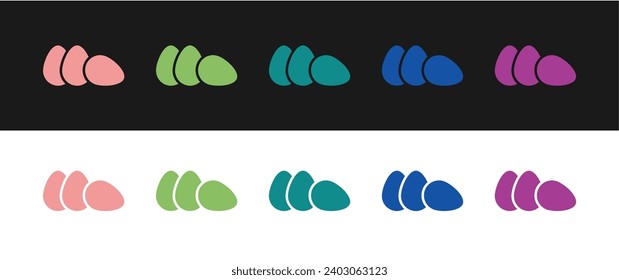 Set Chicken egg icon isolated on black and white background.  Vector