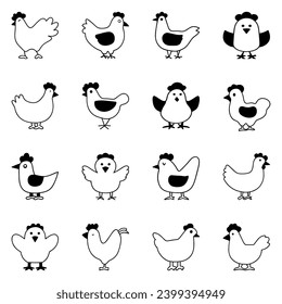 Set of chicken icon. Pictogram vector design.
