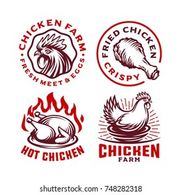 Set Chicken Label for Business Template illustration