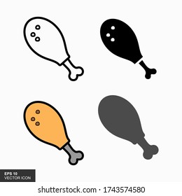 Set Chicken leg icon isolated white background. Drumstick Chicken. Vector Illustration