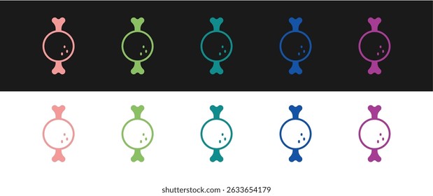 Set Chicken leg icon isolated on black and white background. Chicken drumstick.  Vector