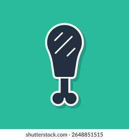 Set Chicken leg icon isolated on black and white background. Chicken drumstick.  Vector
