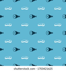 Set Chicken leg and Steak meat on seamless pattern. Vector