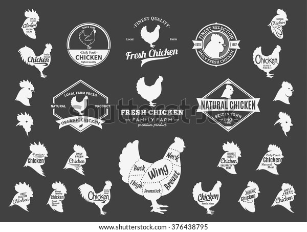 Set Chicken Logo Chicken Cuts Diagram Stock Vector (Royalty Free ...