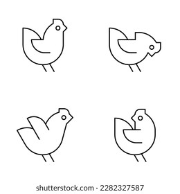 Set of Chicken Logo. Icon design. Template elements