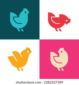 Set of Chicken Logo. Icon design. Template elements