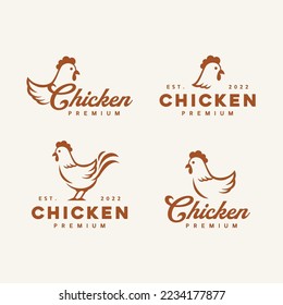 Set of chicken logo vector illustration