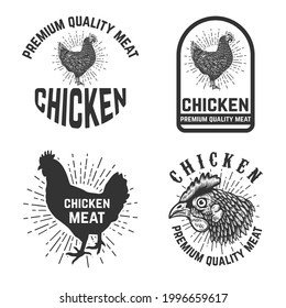 Set of chicken meat emblems. Design element for logo, label, sign, emblem. Vector illustration