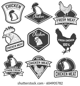 Set of Chicken meat labels. Design elements for logo, label, emblem, sign. Vector illustration