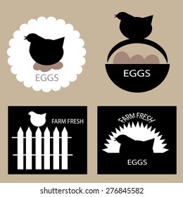 Set of chicken meat packaging labels design