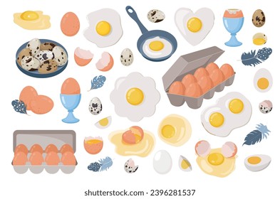 a set of chicken and quail eggs