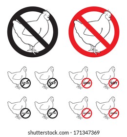 Set of Chicken sign NO 2 - red, black & white