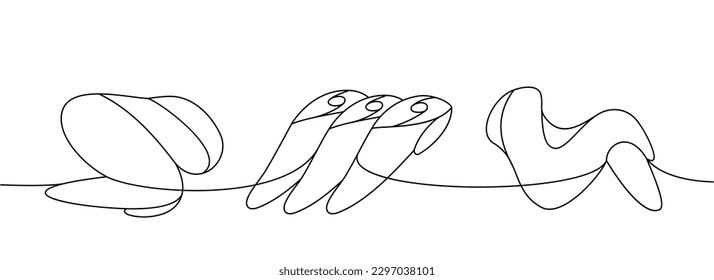 Set of chicken wings one line continuous drawing. Chicken meat continuous one line illustration. Vector minimalist linear illustration.