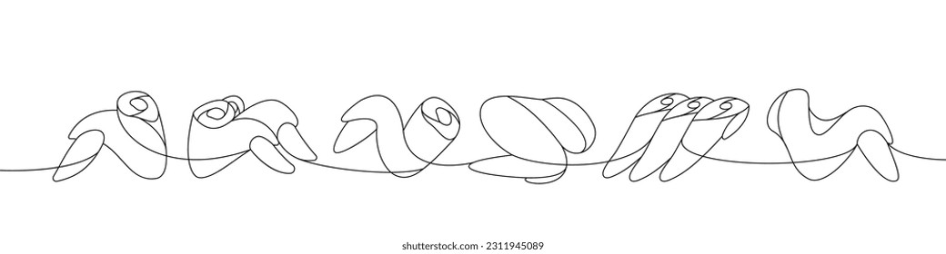 Set of chicken wings one line continuous drawing. Raw chicken meat parts continuous one line illustration. Vector minimalist linear illustration.