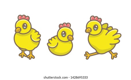 Set of Chicks. isolated on white background