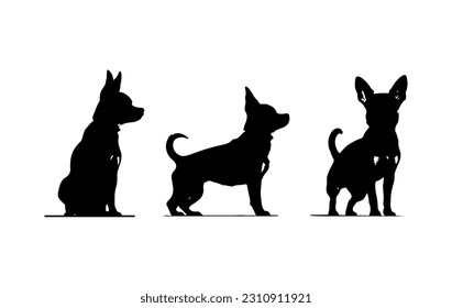 A set of chihuahua dog Silhouette vector