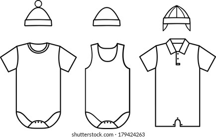 Set of child baby wear. Vector illustration