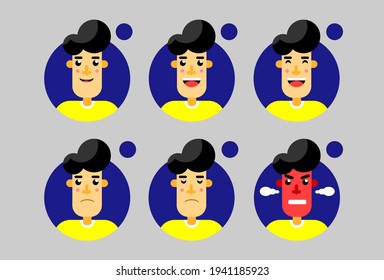 set of child emoticons. Simple emoticon vector illustration. different expressions that show happy smiles, laughs, sadness and anger. eps file
