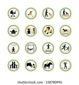 Set of  "Child Friendly" pictogram buttons