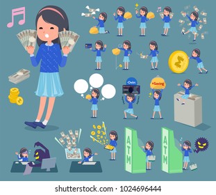 A set child girl with concerning money and economy.
There are also actions on success and failure.
It's vector art so it's easy to edit.