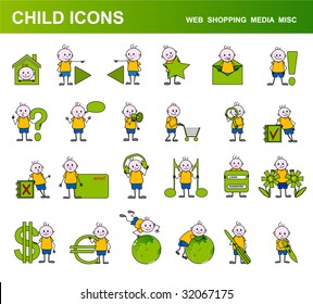 set of child icons