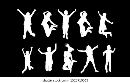 set child jump logo icon design vector