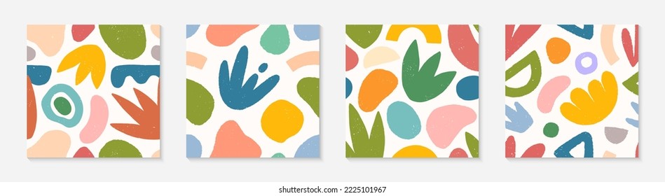 Set of childish abstract seamless pattern.Colorful hand drawn organic shapes,doodles and elements.Vector trendy design for prints,flyers,banners,fabric,invitations,branding,covers and more.