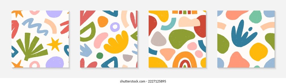 Set of childish abstract seamless pattern.Colorful hand drawn organic shapes,doodles and elements.Vector trendy design for prints,flyers,banners,fabric,invitations,branding,covers and more.