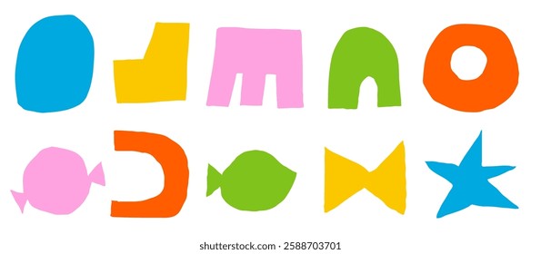 Set of childish trendy cutout shape. Organic elements collection. Pack of hand drawn stickers icons. Elements of doodle.