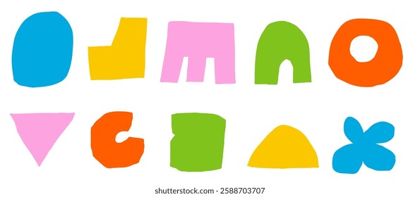 Set of childish trendy cutout shape. Organic elements collection. Pack of hand drawn stickers icons. Elements of doodle.