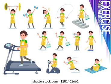 A set of Childminder man on exercise and sports.There are various actions to move the body healthy.It's vector art so it's easy to edit.