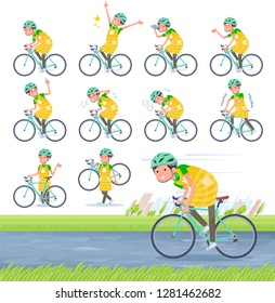 A set of Childminder man on a road bike.There is an action that is enjoying.It's vector art so it's easy to edit.
