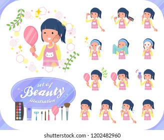 A set of Childminder women on beauty.There are various actions such as skin care and makeup.It's vector art so it's easy to edit.