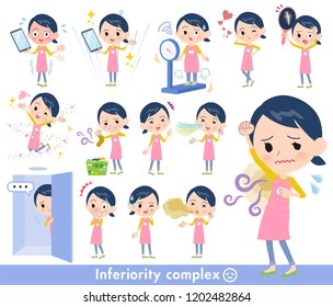 A set of Childminder women on inferiority complex.There are actions suffering from smell and appearance.It's vector art so it's easy to edit.