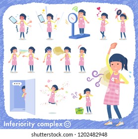 A set of Childminder women on inferiority complex.There are actions suffering from smell and appearance.It's vector art so it's easy to edit.