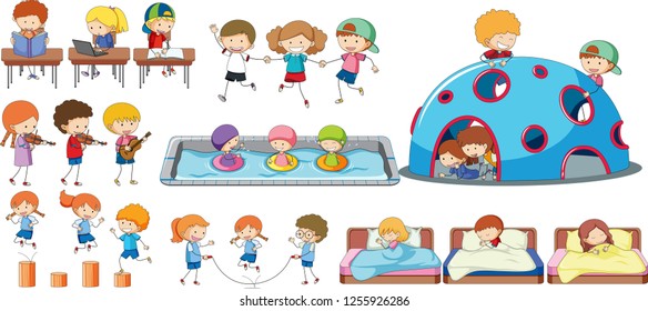 Set of children activity illustration