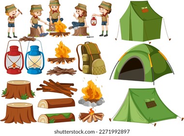 Set of Children Camping illustration