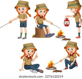 Set of Children Camping illustration