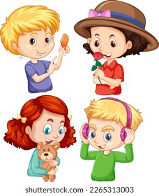 Set of children cartoon character illustration