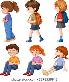 Set of children cartoon character illustration