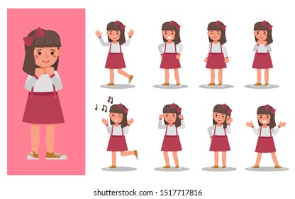 Set of children character vector design. Presentation in various action with emotions and expression.