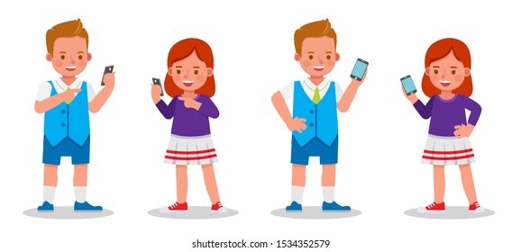 Set of children character vector design. Presentation in various action with emotions.