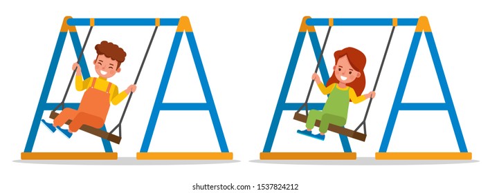 Set of children character vector design. Presentation in various action with emotions.