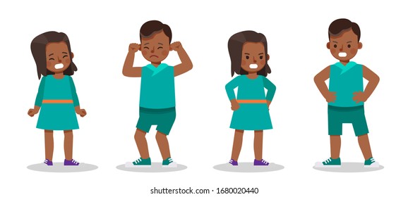 Conjunto de diseños vectoriales de caracteres secundarios. Presentación en diversas acciones con emociones.